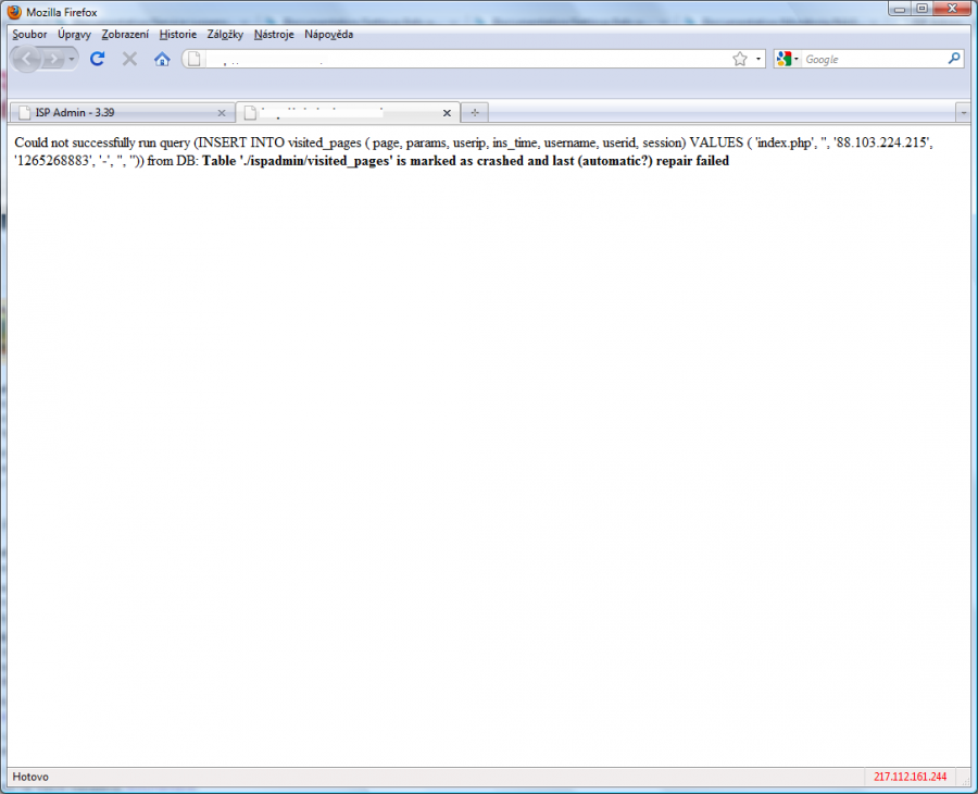 900px Db table crash