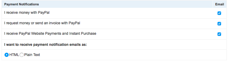 PayPal notifications