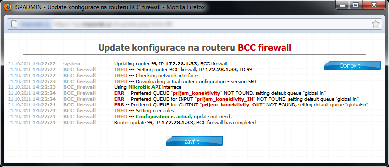 Update konfigurace
