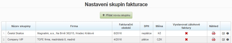 fakturace fakturacni skupiny