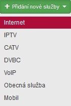 karta klienta aktivni sluzby pridani internet